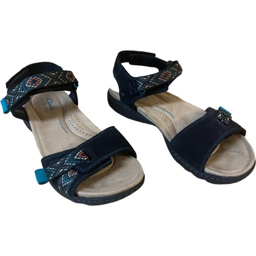 Clarks Collection Adjustable Suede Sandals - Amanda Sprint Size 7W